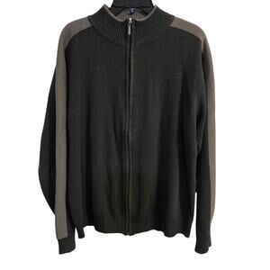 Oscar de la Renta Men’s Quarter Zip Knit Sweater Gray Size XL Cotton Blend